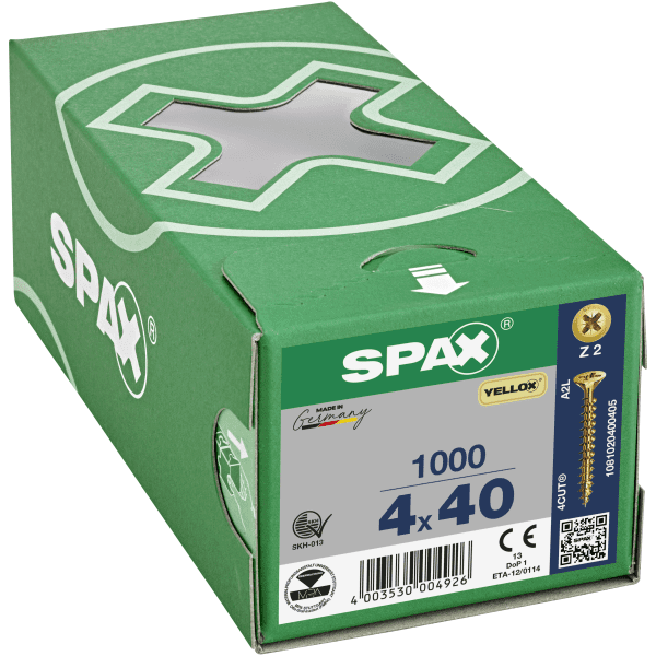 Product image for Spax Universal Use Screw - Full Thread - Yellox Coated 4.0 X 40mm