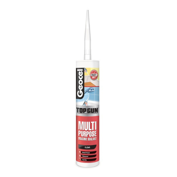Product image for GEOCEL TOP GUN 290ml ALL PURPOSE SILICONE SEALANT CLEAR 6001096/C23