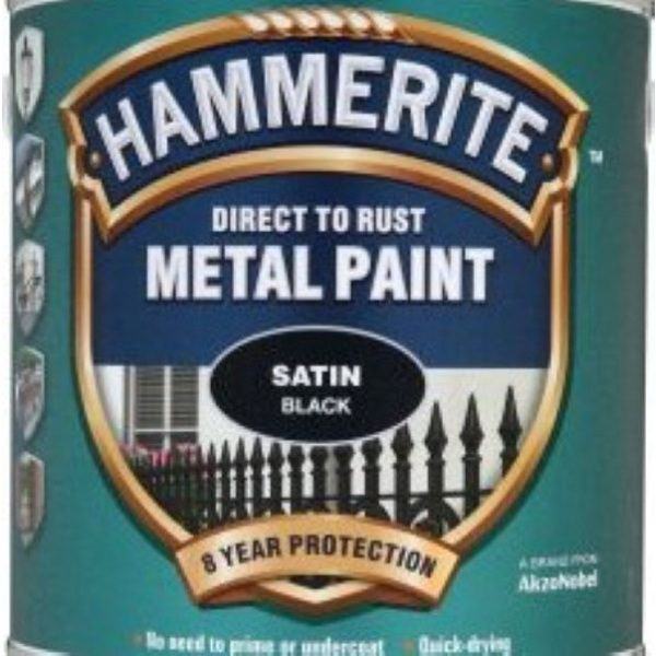 Product image for Hammerite 2.5L Satin Finish Direct To Rust Metal Paint Black