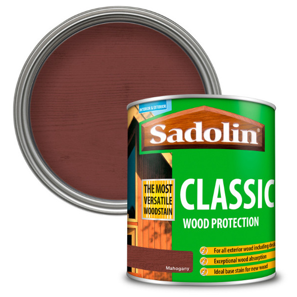 Product image for SADOLIN CLASSIC WOODSTAIN 1l MAHOGANY 5028491
