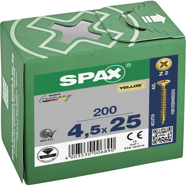 Product image for Spax Universal Use Screw - Full Thread - Yellox Coated 4.5 X 25mm