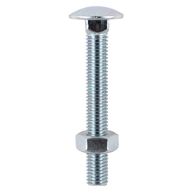 Product image for Carriage M10 x 180 Bolts & Hex Nuts - Zinc
