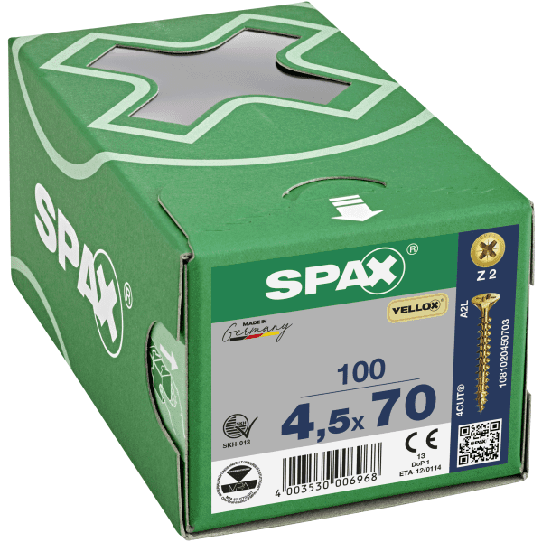 Image of Spax Universal Use Screw - Partial Thread - Yellox Coated 4.5 X 70mm