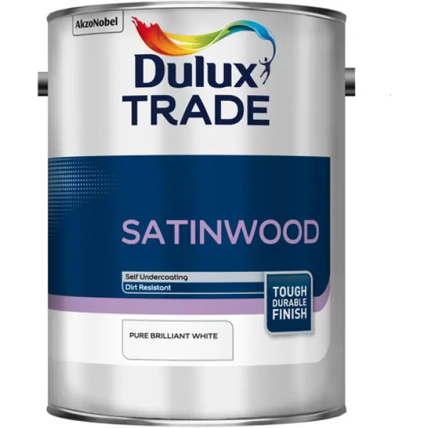 Product image for Dulux Trade Satinwood Pure Brilliant White 5ltr