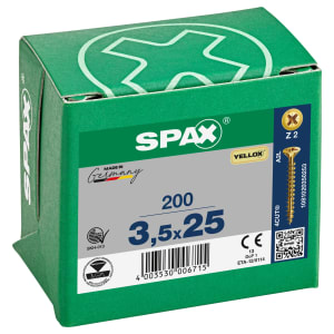 Product image for Spax Yellox Countersunk Universal Woodscrews POZI 3.5 x 25mm (Box of 200)