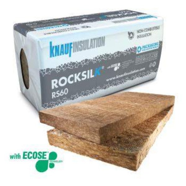 Product image for Knauf Earthwool / Rocksilk Building Slab - RS60 - 600 x 1200mm 600 x 1200 x 50mm (6.48m2/ Pack) - 9 slabs