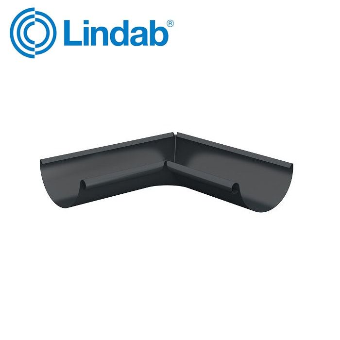Image of Lindab 100mm Half Round 90dg Internal Gutter Corner - Anthracite