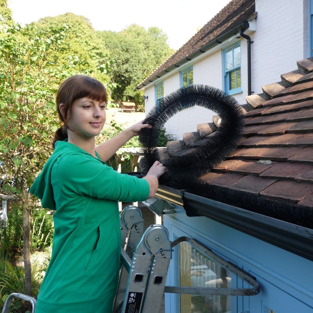 Image of Hedgehog Gutter Brush Leaf Guard in White - 100mm x 4m
