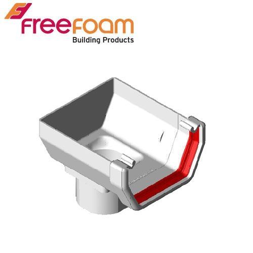 Image of Freeflow Plastic Guttering Square Style Stopend Outlet - Black