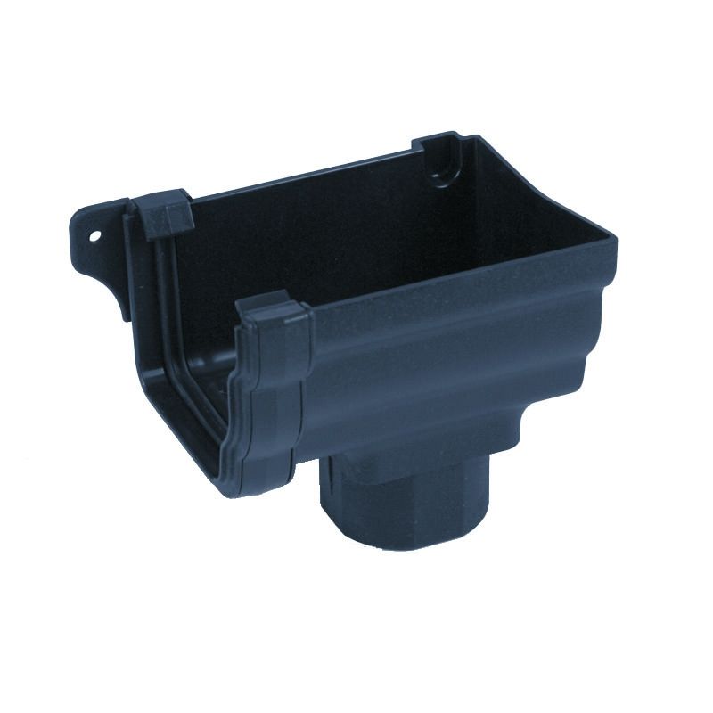 Product image for Cast Iron Style OG Plastic Gutter R/H Outlet 106mm - Anthracite Grey