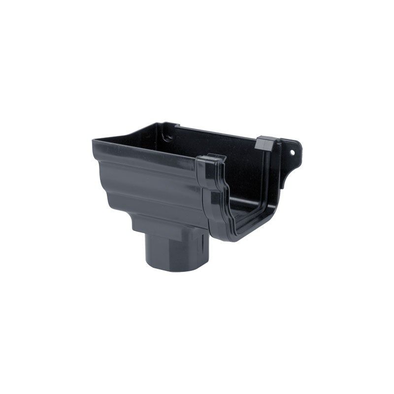 Product image for Brett Martin Plastic Guttering Ogee Prostyle Stop End Outlet LH Anthracite Grey - 106mm