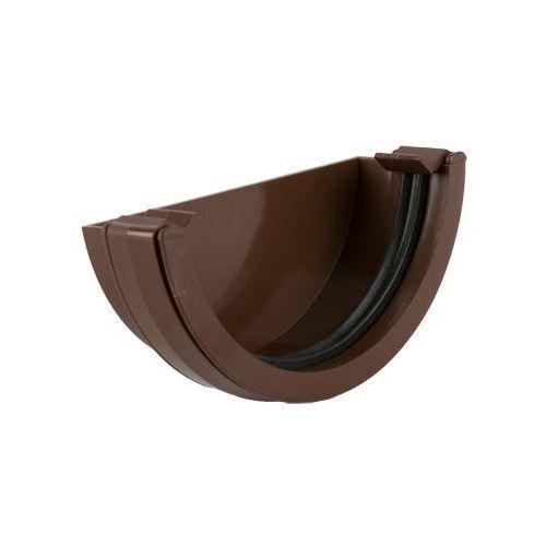 Image of Brett Martin Plastic Guttering Half Round Style External Stopend 112mm - Brown