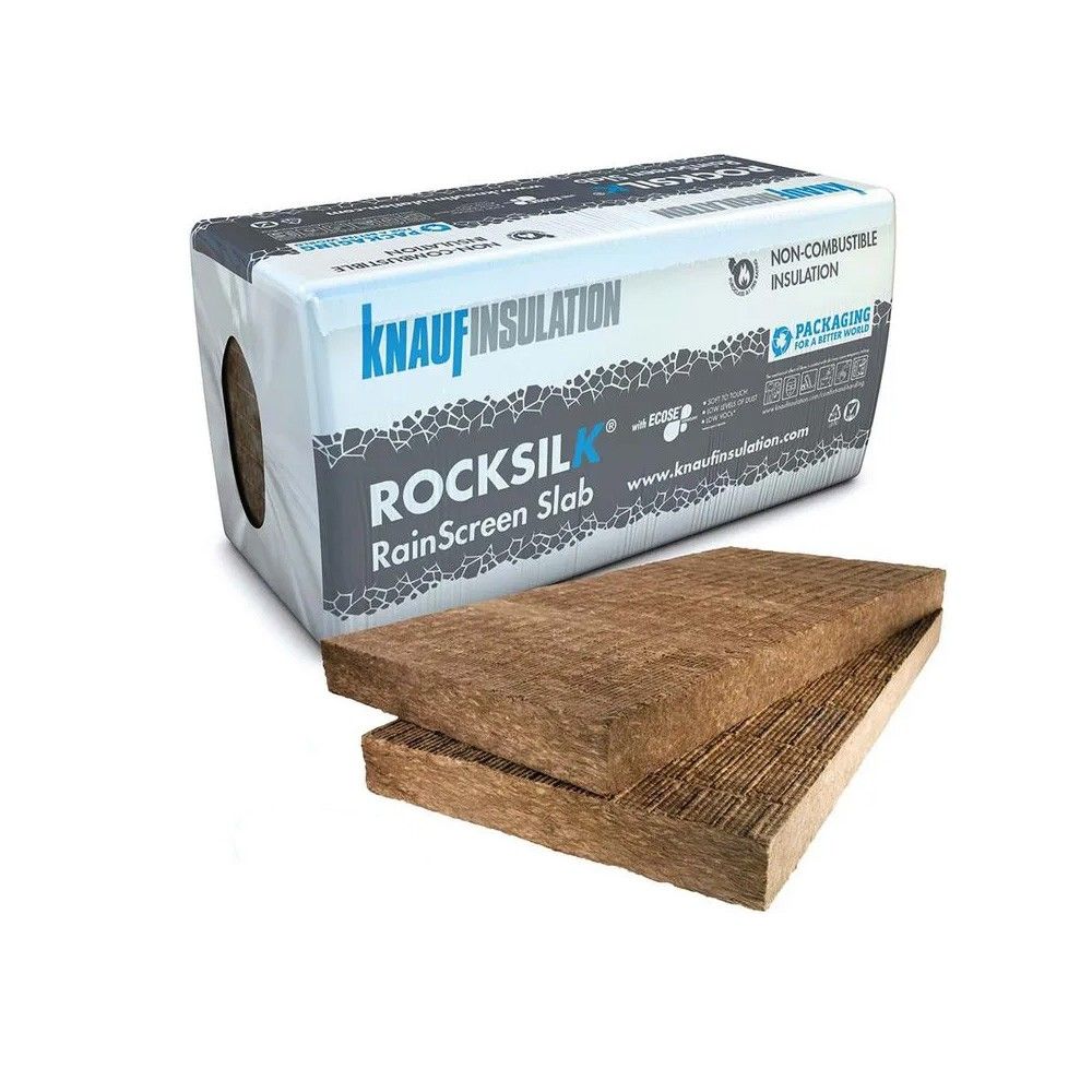Product image for Knauf Rocksilk RainScreen Slab Rock Mineral Wool Insulation 1200 x 600 x 150mm - 25.92m2 Pallet