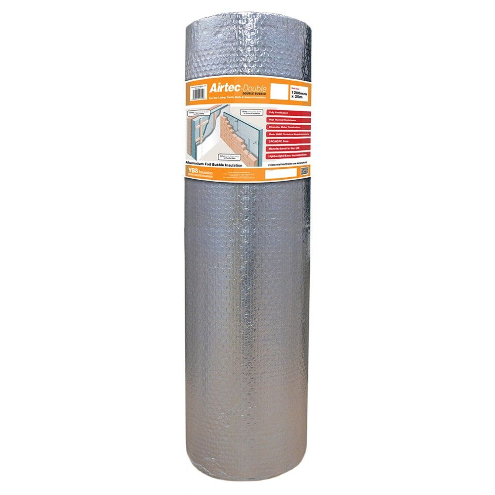 Image of YBS Airtec Double Sided Reflective Bubble Insulation - 1.2m x 25m Roll