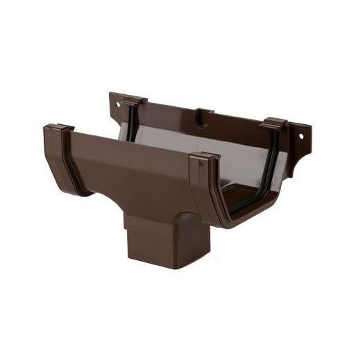 Product image for Brett Martin Plastic Guttering Square Style Running Outlet 114mm - Brown