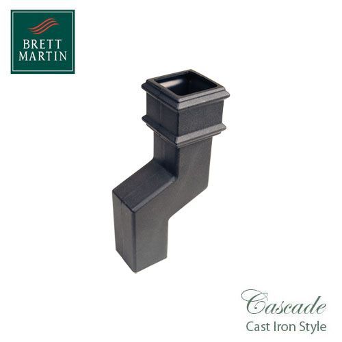 Image of Cascade Cast Iron Style 75mm Square Downpipe Offset Bend - Black