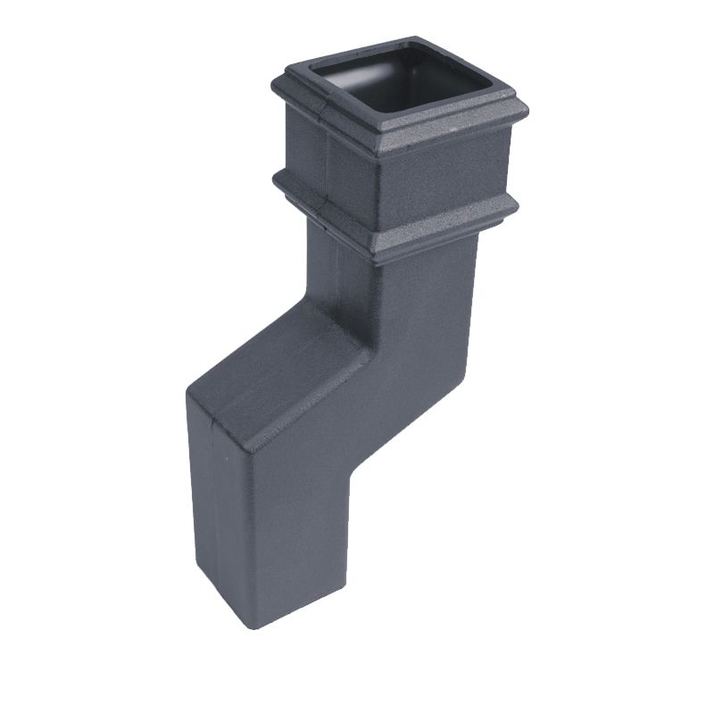 Product image for Cast Iron Style Square Downpipe 65mm Offset Bend 75mm - Anthracite Grey