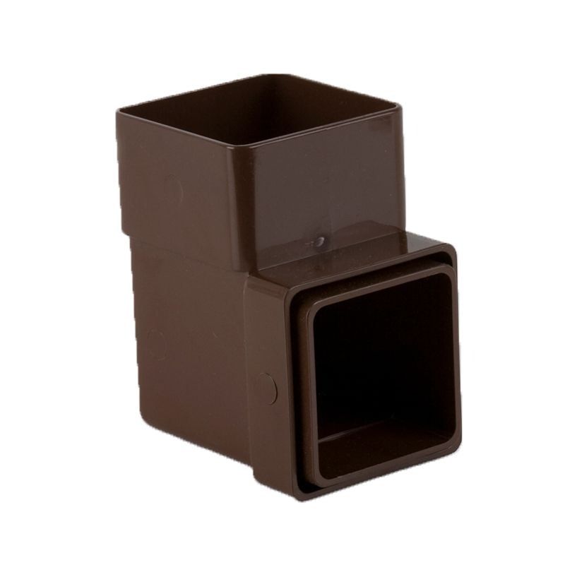 Product image for Brett Martin Plastic Guttering Square Downpipe 92.5 Degree Bend 65mm - Brown