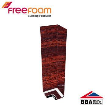 Product image for uPVC Fascia Board Corner (Square Edge) 300mm - Mahogany Woodgrain