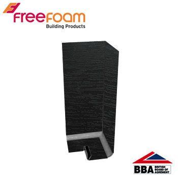 Product image for uPVC Fascia Board Corner (Square Edge) 600mm - Black Ash Woodgrain