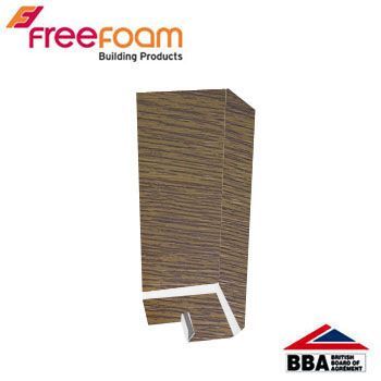 Product image for uPVC Fascia Board Corner (Square Edge) 600mm - Light Oak Woodgrain