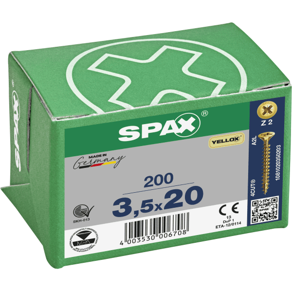 Image of Spax Universal Use Screw - Full Thread - Yellox Coated 3.5 X 20mm
