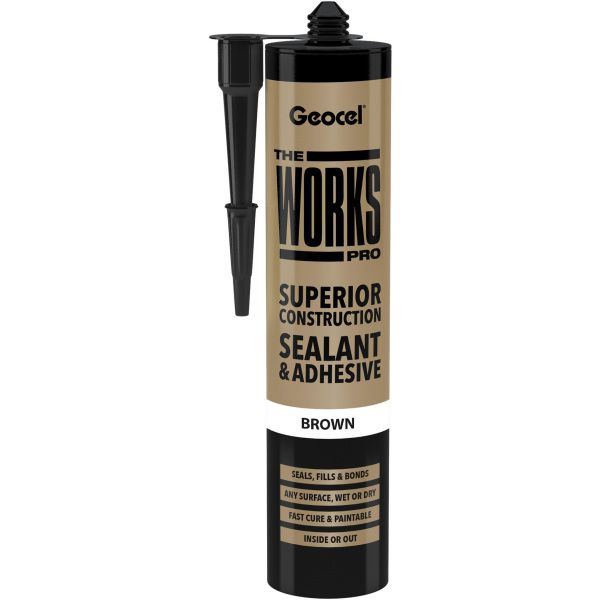 Image of Geocel The Works Pro Superior Construction Sealant & Adhesive Brown 290ml