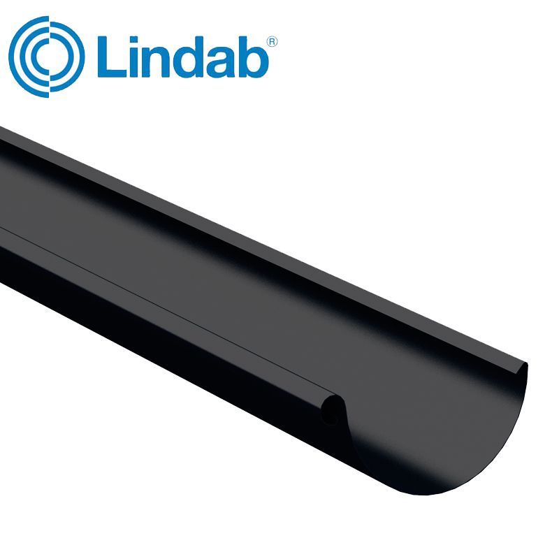 Image of Lindab 100mm Half Round Steel Guttering - Black