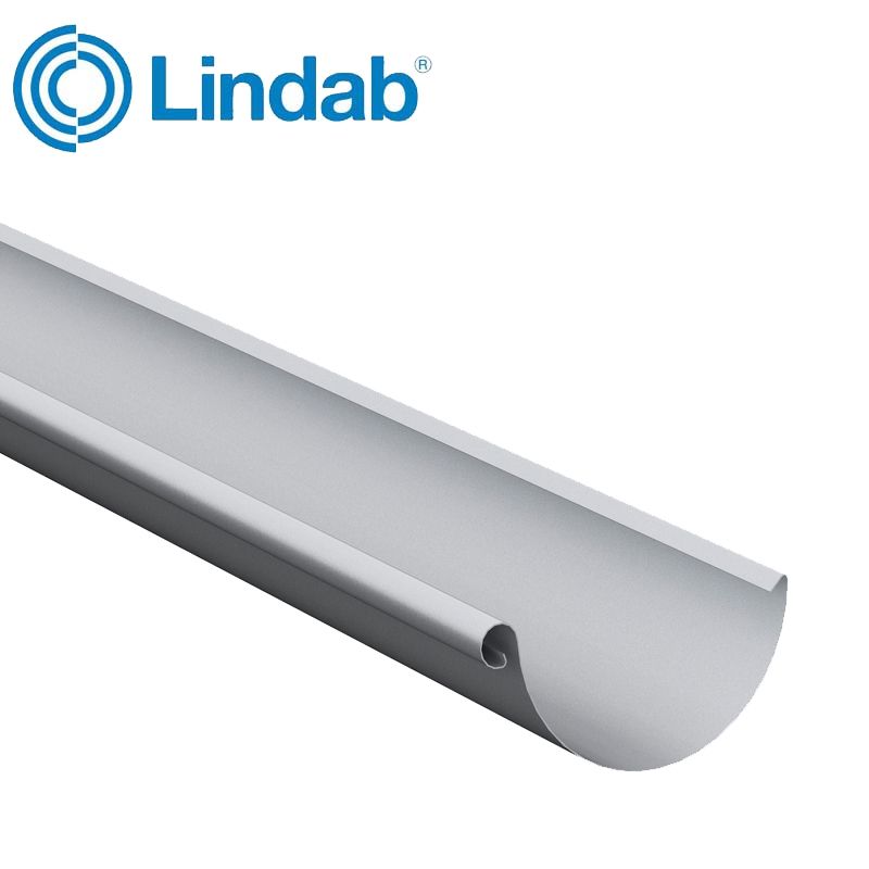 Image of Lindab 125mm Half Round Steel Guttering - Silver Metallic