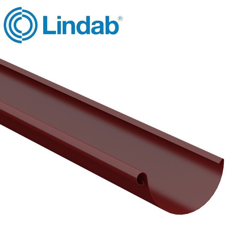 Product image for Lindab 125mm Half Round Steel Guttering - Dark Red