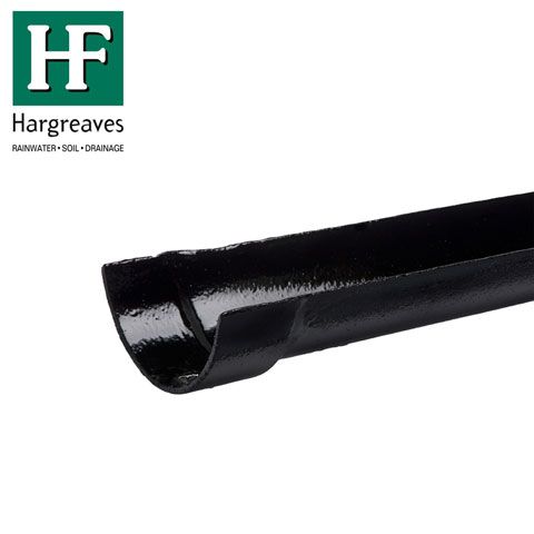 Product image for Cast Iron Half Round Guttering Length 1.8m - 100mm Black Finish
