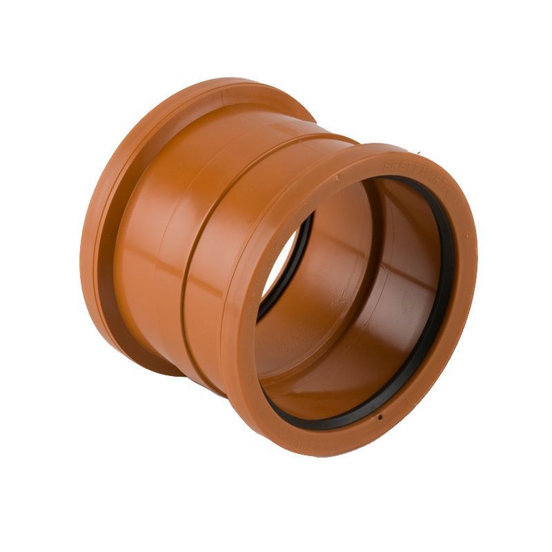 Image of Brett Martin Plastic Guttering Industrial Downpipe Double Socketed Connector 200mm