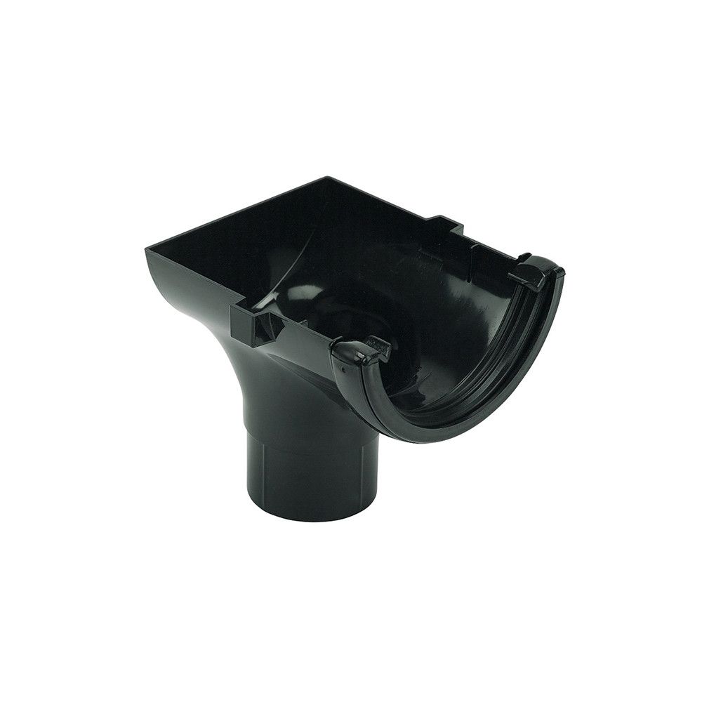 Image of FloPlast Plastic Guttering 112mm Half Round Black Stopend Outlet