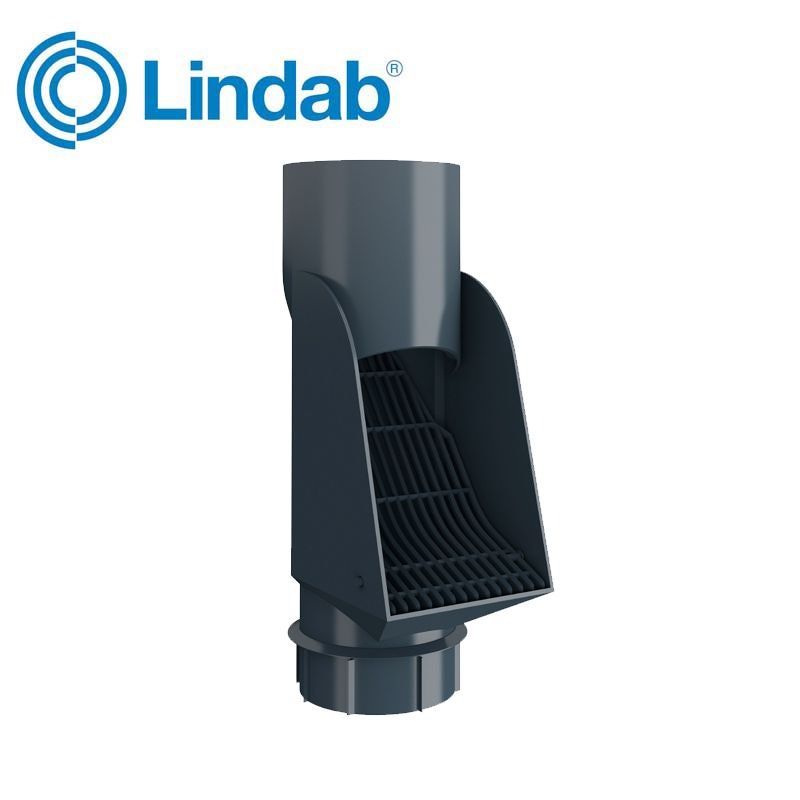 Product image for Lindab 100mm HD Polythene Self Cleaning Steel Leaf Trap - Dark Grey