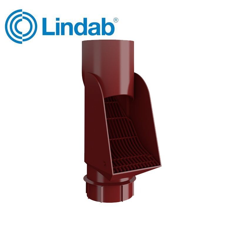 Product image for Lindab 100mm HD Polythene Self Cleaning Steel Leaf Trap - Dark Red