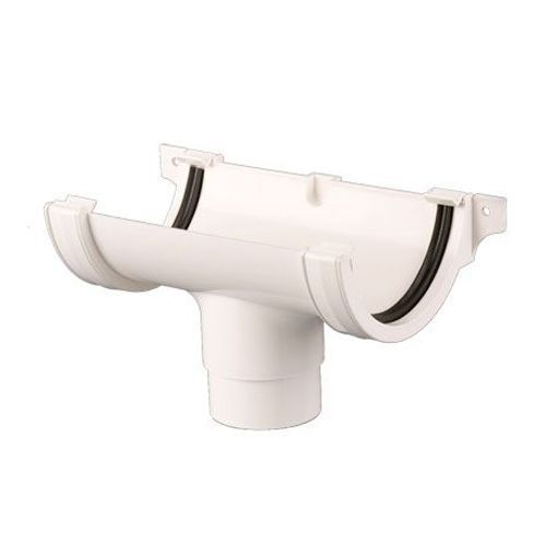Product image for Brett Martin Plastic Guttering Half Round Style Running Outlet 112mm - White