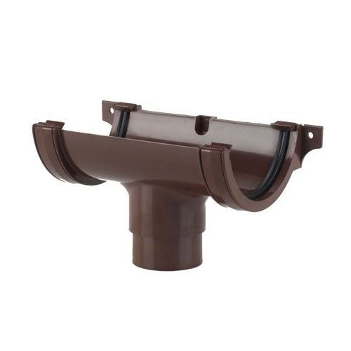 Product image for Brett Martin Plastic Guttering Half Round Style Running Outlet 112mm - Brown