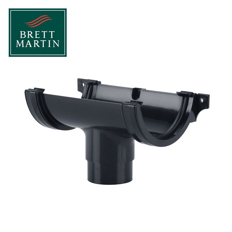Product image for Brett Martin Plastic Guttering Half Round Running Outlet 112mm - Anthracite Grey