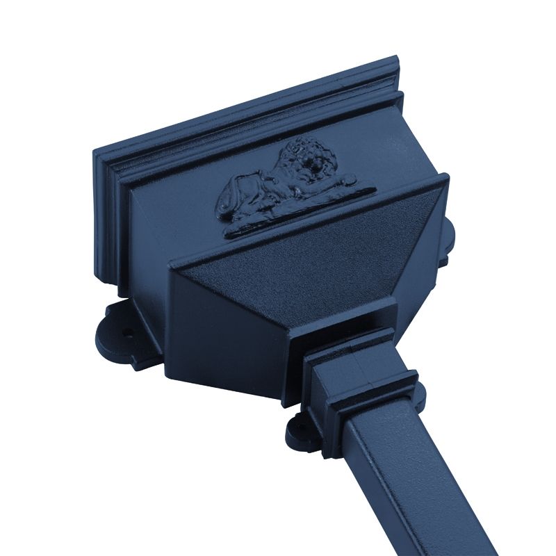 Product image for Cast Iron Style 65mm & 68mm Long Hopper Head with Lion - Anthracite Grey