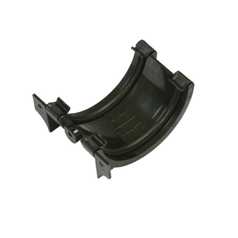 Image of Cast Iron Style Half Round Guttering 112mm Union Bracket  - Black