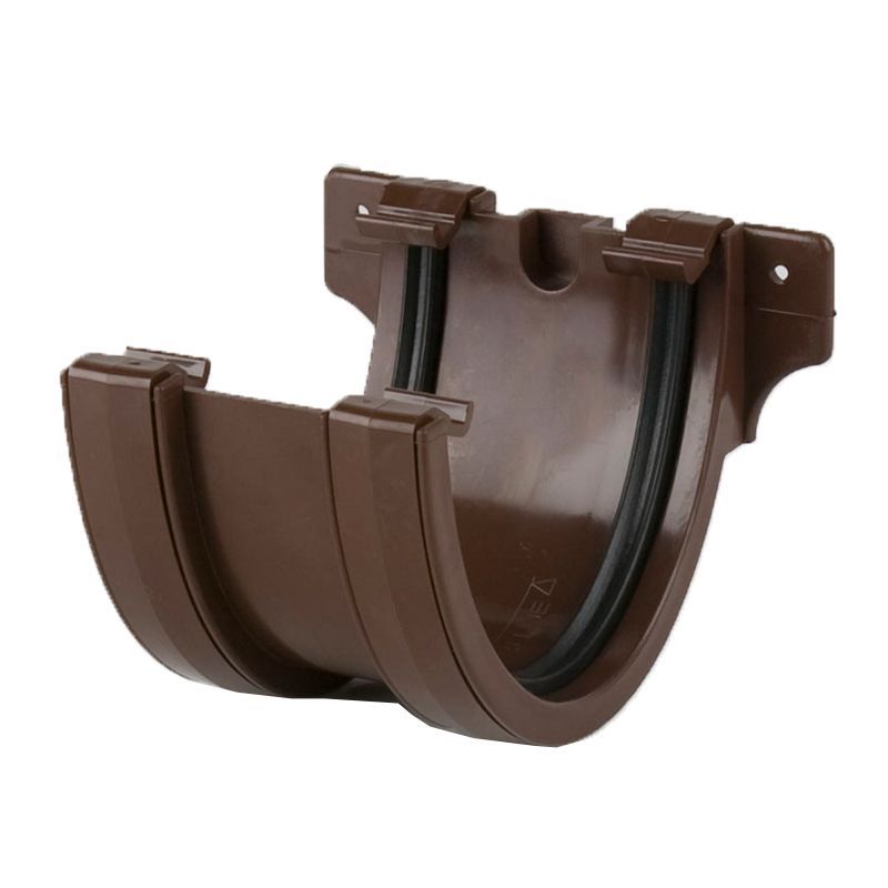 Product image for Brett Martin Plastic Guttering Deepstyle High Capacity Union Bracket 115mm - Brown