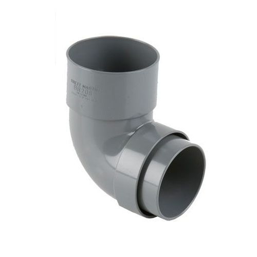 Product image for Brett Martin Plastic Guttering Round Style Downpipe 92.5 Degree Bend 68mm - Grey