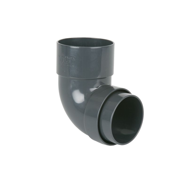 Product image for Brett Martin Plastic Guttering Round Downpipe 92.5dg Bend 68mm - Anthracite Grey