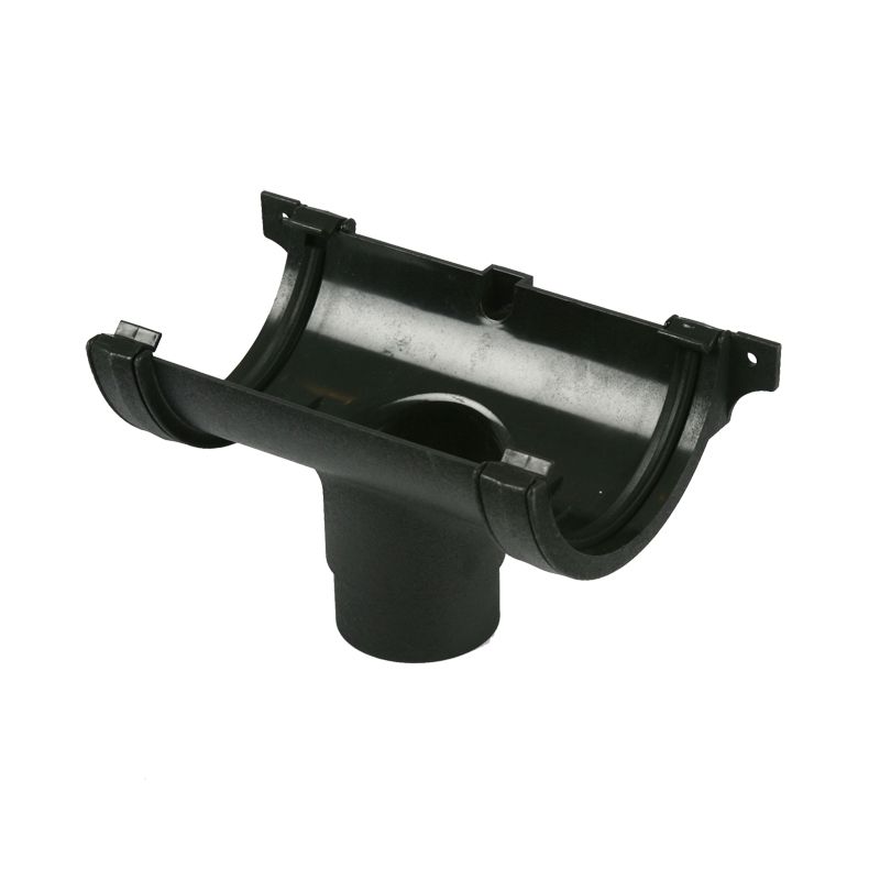 Product image for Cast Iron Style Half Round Guttering 112mm Running Outlet - Black