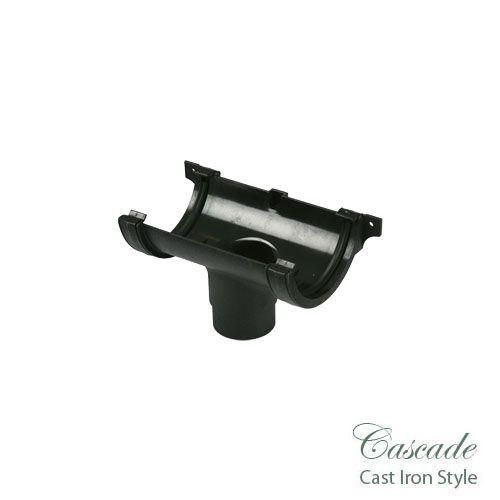 Image of Cast Iron Style Half Round Guttering 112mm Running Outlet - Black