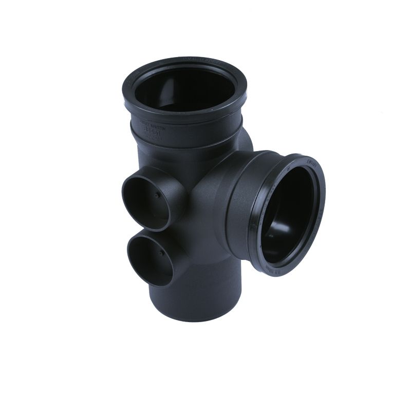 Product image for Cast Iron Style Soil Pipe 92.5dg Bossed Branch 110mm - Anthracite Grey