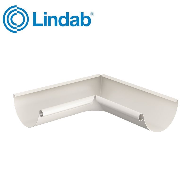 Image of Lindab 100mm Half Round 90dg Internal Gutter Corner - Antique White