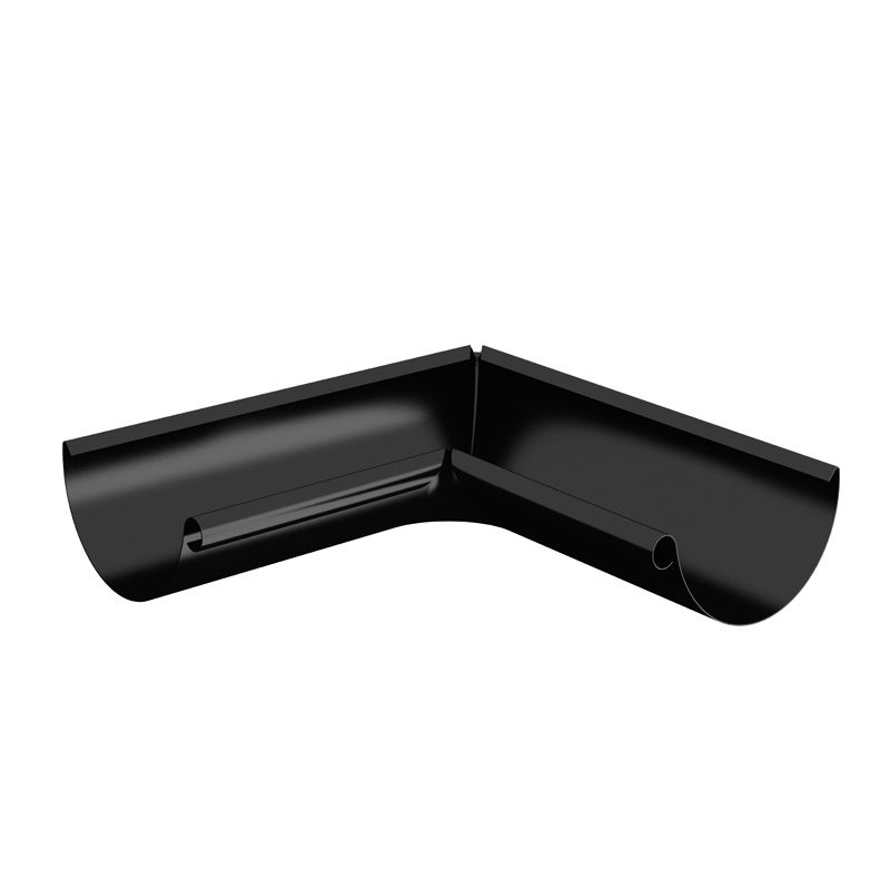 Image of Lindab 100mm Half Round 90dg Internal Gutter Corner - Black