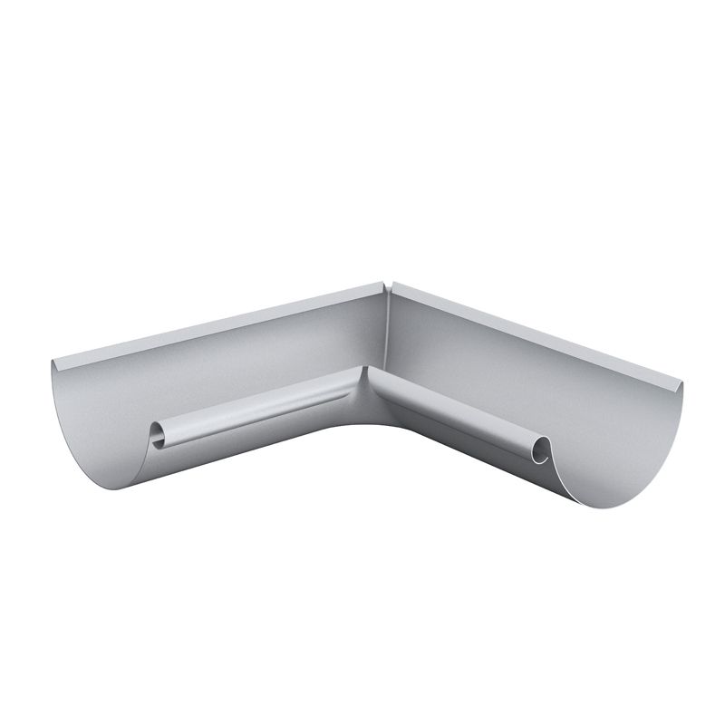 Image of Lindab 100mm Half Round 90dg Internal Gutter Corner - Silver