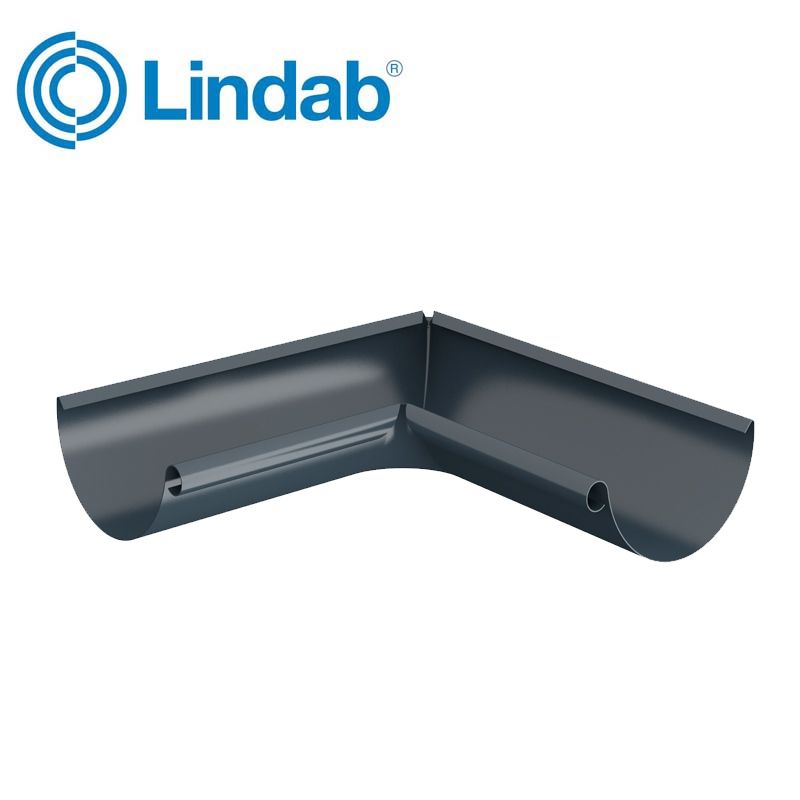 Product image for Lindab 150mm Half Round 90dg Internal Gutter Corner - Dark Grey